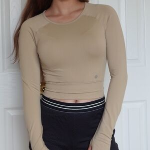 Tan backless compression shirt